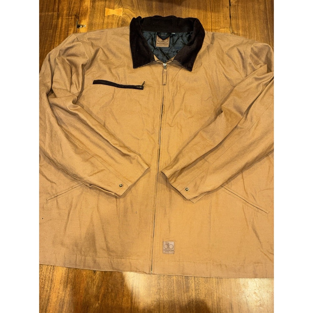 Mens XL Khaki Chore Coat Workwear Jacket Corduroy Collar